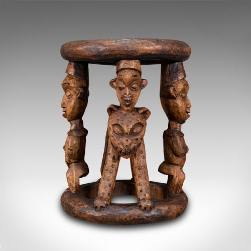fig 1. Antique Yoruba Stool, West African, Benin Kingdom, Ceremonial, Circa 1900