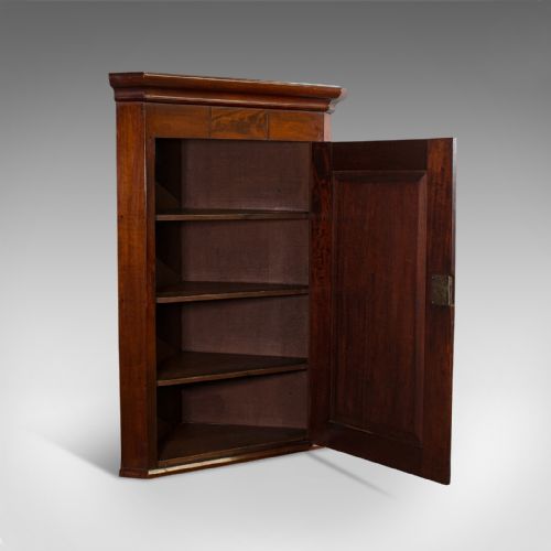 fig 1. Antique Corner Cabinet, English, Mahogany, Walnut, Inlay, Georgian, Circa 1800