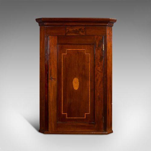 fig 2. Antique Corner Cabinet, English, Mahogany, Walnut, Inlay, Georgian, Circa 1800