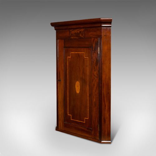 fig 3. Antique Corner Cabinet, English, Mahogany, Walnut, Inlay, Georgian, Circa 1800