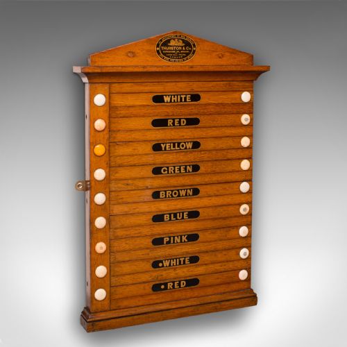 Antique Life Pool Scoreboard, English, Oak, 9 Player, Thurston and Co, Victorian