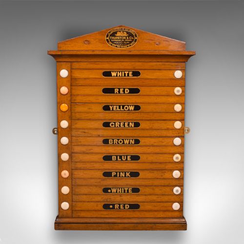 fig 2. Antique Life Pool Scoreboard, English, Oak, 9 Player, Thurston and Co, Victorian