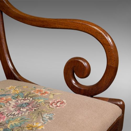 ANTIQUE ELBOW CHAIR ENGLISH ARMCHAIR NEEDLEPOINT DROP IN SEAT LATE GEORGIAN - ADDITIONAL PHOTO 8