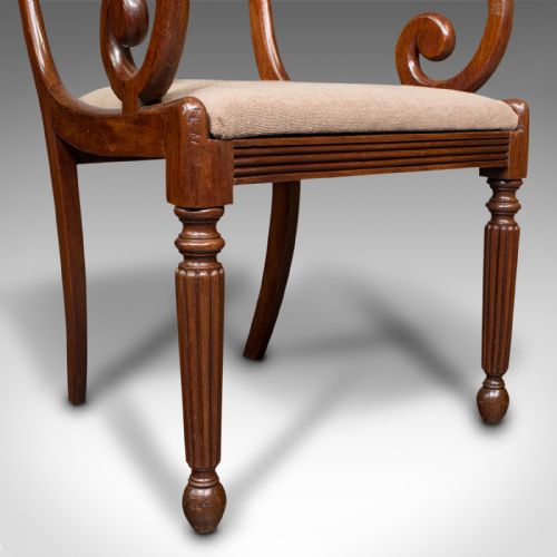 ANTIQUE ELBOW CHAIR ENGLISH ARMCHAIR NEEDLEPOINT DROP IN SEAT LATE GEORGIAN - ADDITIONAL PHOTO 11