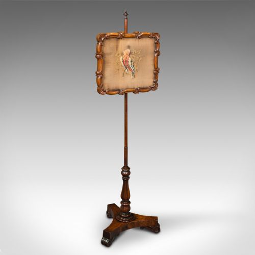 ANTIQUE ADJUSTABLE POLE SCREEN ENGLISH FIRESIDE SHIELD REGENCY CIRCA 1820 - ADDITIONAL PHOTO 2