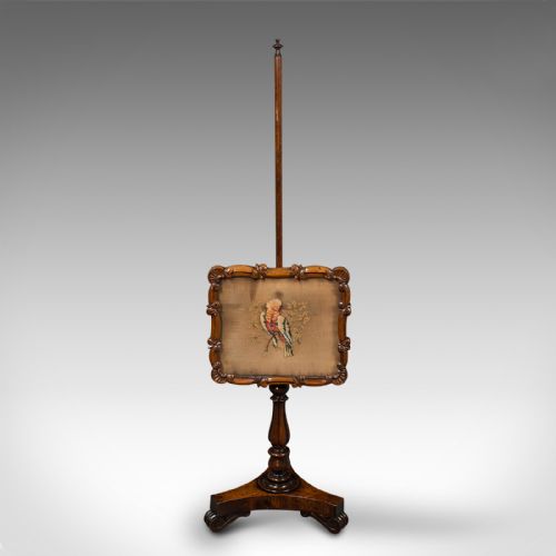 ANTIQUE ADJUSTABLE POLE SCREEN ENGLISH FIRESIDE SHIELD REGENCY CIRCA 1820 - ADDITIONAL PHOTO 4