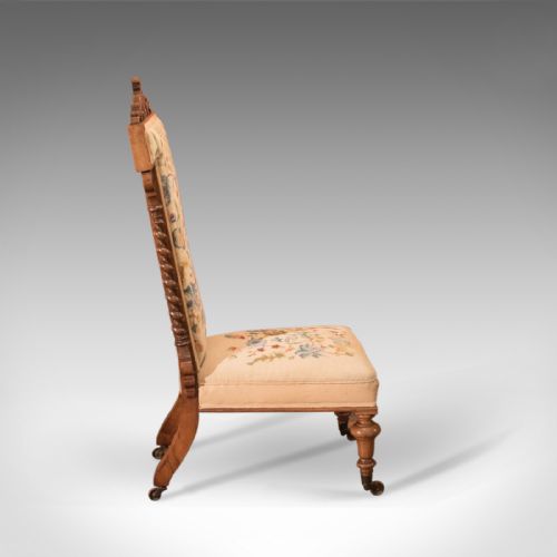 fig 2. Antique Prie Dieu Chair, Needlepoint Seat, English Victorian Rosewood c.1850