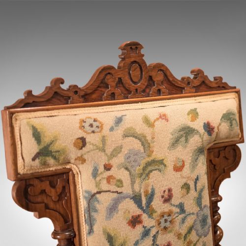 fig 4. Antique Prie Dieu Chair, Needlepoint Seat, English Victorian Rosewood c.1850