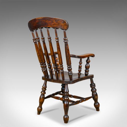 fig 4. Antique, Elbow Chair, English, Victorian, Stick Back Windsor, Elm, Circa 1880