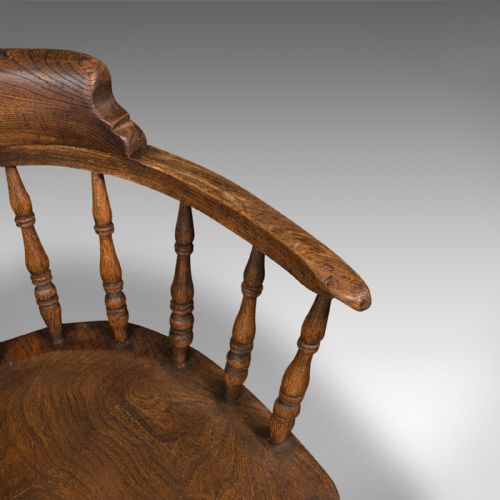 ANTIQUE SMOKER'S BOW ENGLISH ASH ELM ELBOW CAPTAIN'S CHAIR VICTORIAN 1900 - ADDITIONAL PHOTO 8