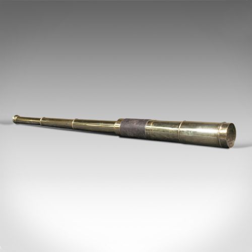 fig 1. Antique 3 Draw Telescope, English, Brass, Terrestrial Refractor, Victorian, 1900