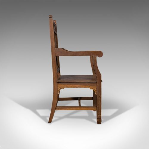 ANTIQUE ELBOW CHAIR OAK HALL CARVER ARMCHAIR ECCLESIASTICAL TASTE EDWARDIAN - ADDITIONAL PHOTO 3