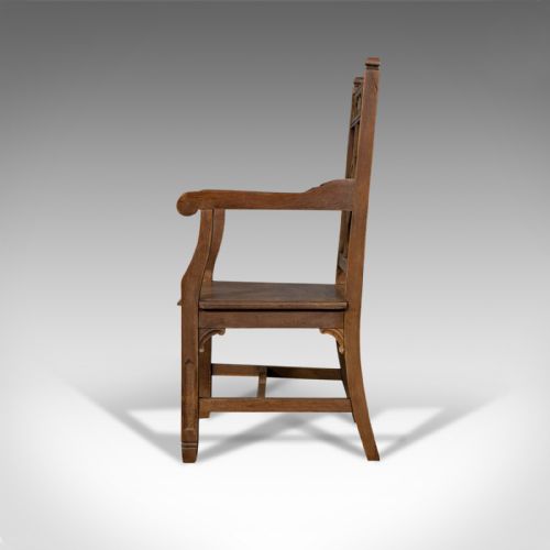 ANTIQUE ELBOW CHAIR OAK HALL CARVER ARMCHAIR ECCLESIASTICAL TASTE EDWARDIAN - ADDITIONAL PHOTO 4