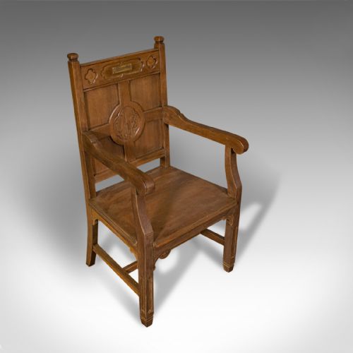 ANTIQUE ELBOW CHAIR OAK HALL CARVER ARMCHAIR ECCLESIASTICAL TASTE EDWARDIAN - ADDITIONAL PHOTO 6