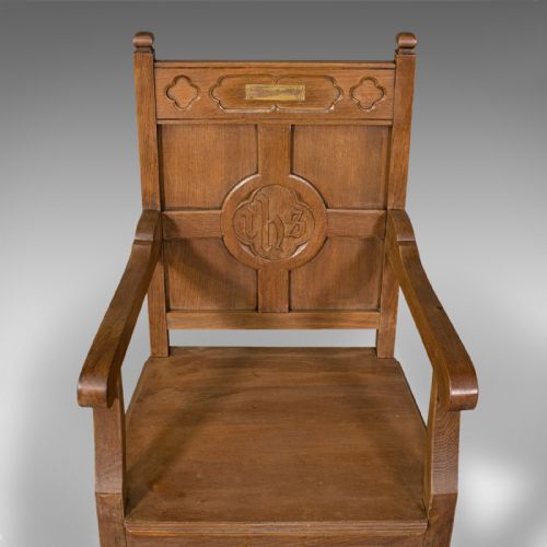ANTIQUE ELBOW CHAIR OAK HALL CARVER ARMCHAIR ECCLESIASTICAL TASTE EDWARDIAN - ADDITIONAL PHOTO 7