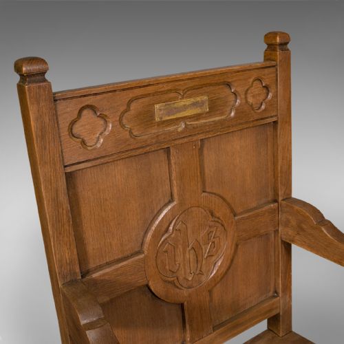 ANTIQUE ELBOW CHAIR OAK HALL CARVER ARMCHAIR ECCLESIASTICAL TASTE EDWARDIAN - ADDITIONAL PHOTO 8