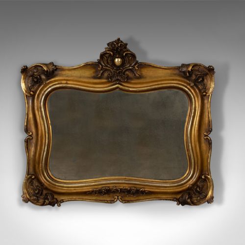 ANTIQUE WALL MIRROR MIDSIZED ITALIAN GILT FRAME VANITY 19TH CENTURY C1900 - ADDITIONAL PHOTO 2