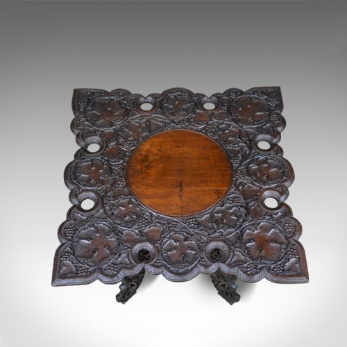 ANGLOINDIAN ANTIQUE CAMPAIGN TABLE CARVED TEAK SIDE CIRCA 1900 - ADDITIONAL PHOTO 1