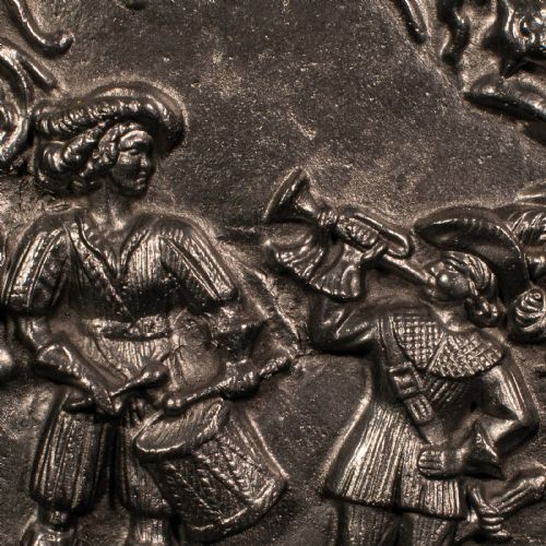 fig 1. Antique Decorative Fire Back, English, Cast Iron Hearth Panel, Victorian, C.1850