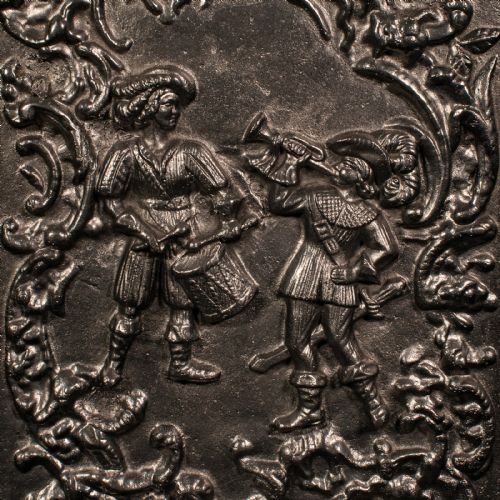 fig 2. Antique Decorative Fire Back, English, Cast Iron Hearth Panel, Victorian, C.1850