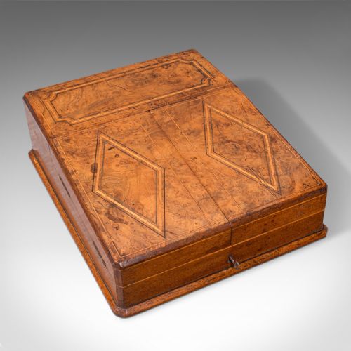 Antique Decorative Canteen, English, Burr Walnut, Cutlery Box, Victorian, C.1860