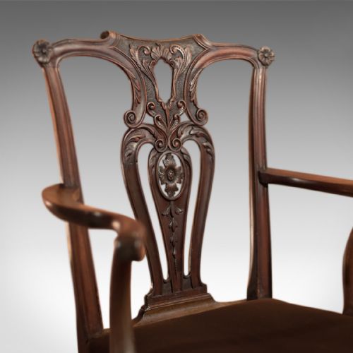 ANTIQUE ELBOW CHAIR 19TH CENTURY ARMCHAIR IN CHIPPENDALE TASTE - ADDITIONAL PHOTO 2