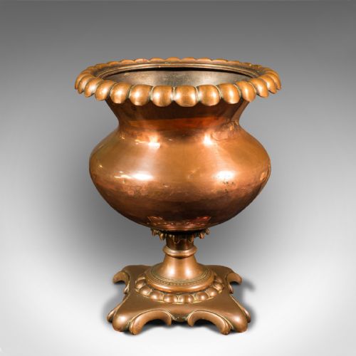 fig 1. Antique Decorative Jardiniere, English, Copper, Planter, Art Nouveau, Victorian
