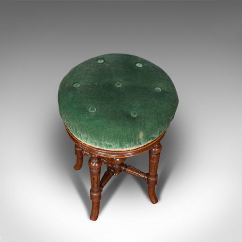 fig 6. Antique Revolving Music Stool, English, Walnut, Piano, Charles Wadman, C.1880
