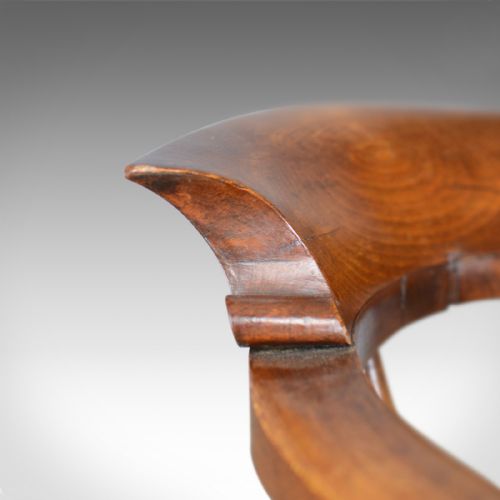 ANTIQUE BOW CHAIR SMOKERS CAPTAINS ENGLISH VICTORIAN ELM WINDSOR C1870 - ADDITIONAL PHOTO 5