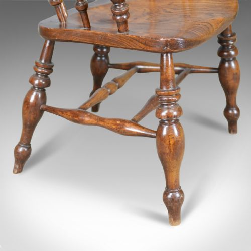 ANTIQUE BOW CHAIR SMOKERS CAPTAINS ENGLISH VICTORIAN ELM WINDSOR C1870 - ADDITIONAL PHOTO 7