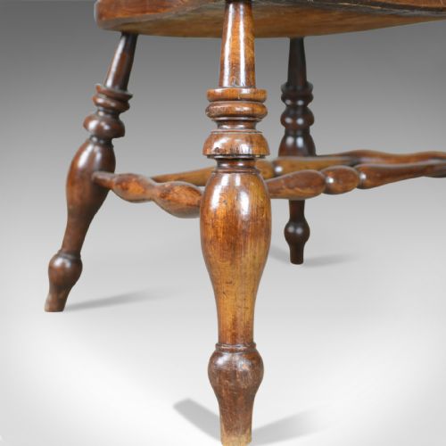ANTIQUE BOW CHAIR SMOKERS CAPTAINS ENGLISH VICTORIAN ELM WINDSOR C1870 - ADDITIONAL PHOTO 8