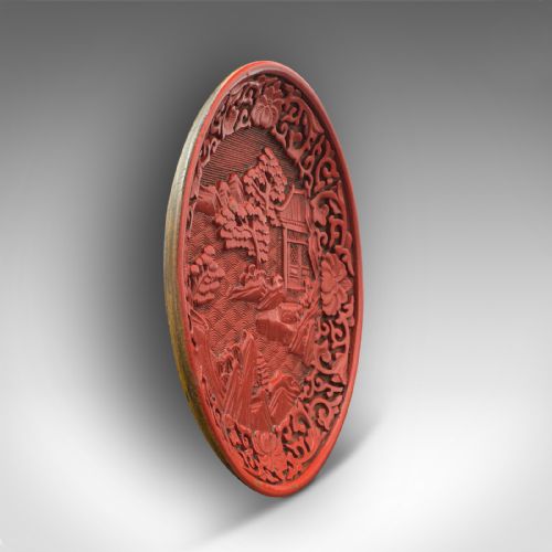 fig 3. Small Antique Decorative Cinnabar Dish, Chinese, Display Plate, Qing, Victorian