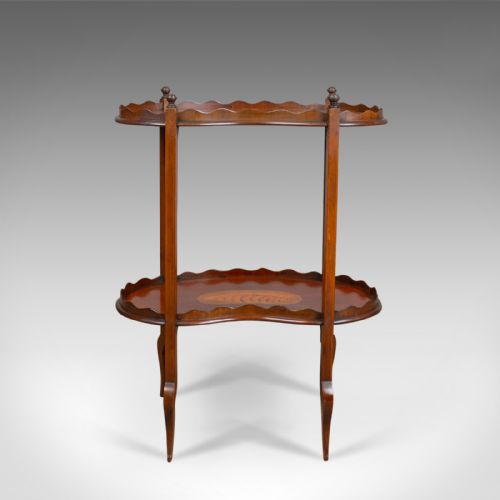 ANTIQUE TEA TABLE ENGLISH EDWARDIAN TWO TIER GALLERY SIDE CIRCA 1910 - ADDITIONAL PHOTO 1