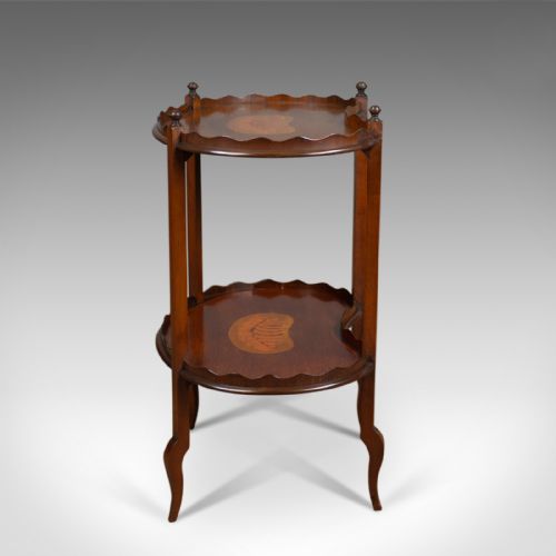 ANTIQUE TEA TABLE ENGLISH EDWARDIAN TWO TIER GALLERY SIDE CIRCA 1910 - ADDITIONAL PHOTO 2