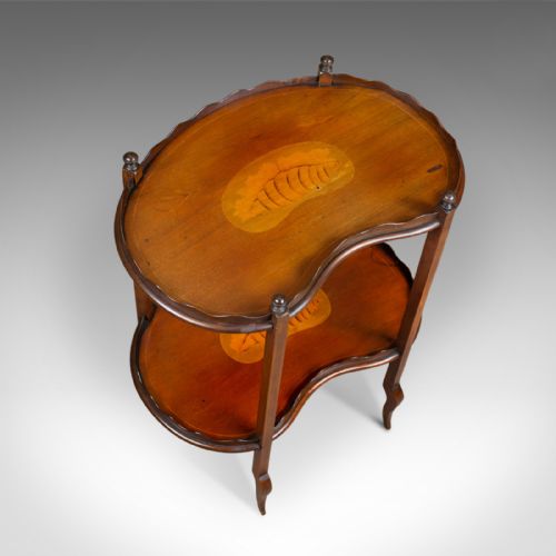 ANTIQUE TEA TABLE ENGLISH EDWARDIAN TWO TIER GALLERY SIDE CIRCA 1910 - ADDITIONAL PHOTO 3