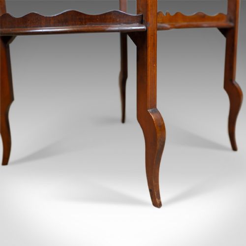 ANTIQUE TEA TABLE ENGLISH EDWARDIAN TWO TIER GALLERY SIDE CIRCA 1910 - ADDITIONAL PHOTO 7