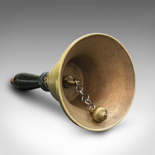 Antique Town Clerk's Hand Bell, English, Brass, School Yard Ringer, Edwardian
