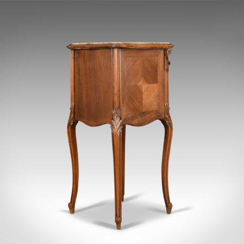fig 2. Antique, Bedside Cabinet, French, Walnut, Marble Top, Pot Cupboard Circa 1890