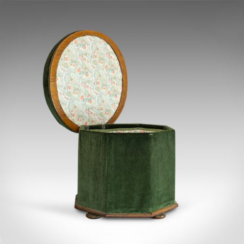 fig 1. Antique Ottoman Stool, Victorian, Dressing, Storage, Circa 1880