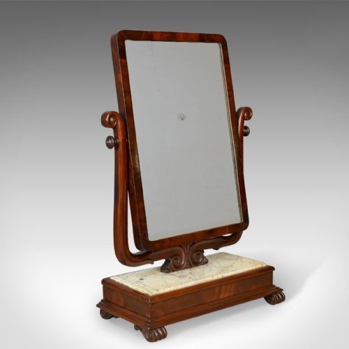 Large Antique Vanity Mirror, Toilet, Swing, English, Victorian Marble Circa 1850
