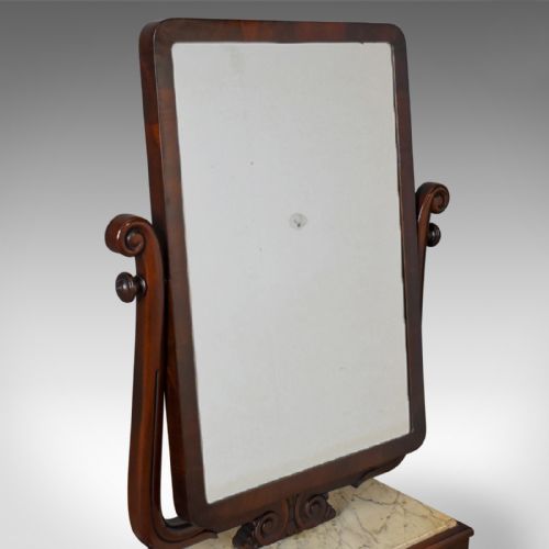 fig 3. Large Antique Vanity Mirror, Toilet, Swing, English, Victorian Marble Circa 1850