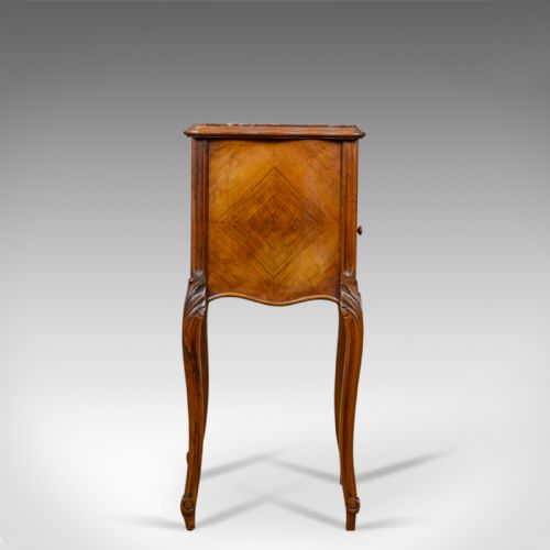 ANTIQUE FRENCH BEDSIDE CABINET EDWARDIAN WALNUT MARBLE POT CUPBOARD C1910 - ADDITIONAL PHOTO 1