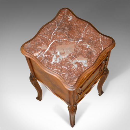 ANTIQUE FRENCH BEDSIDE CABINET EDWARDIAN WALNUT MARBLE POT CUPBOARD C1910 - ADDITIONAL PHOTO 3