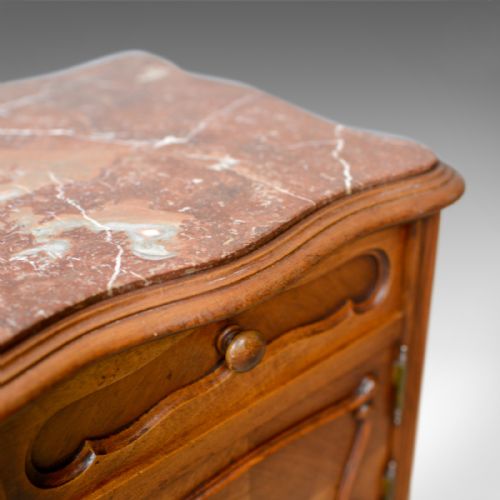 ANTIQUE FRENCH BEDSIDE CABINET EDWARDIAN WALNUT MARBLE POT CUPBOARD C1910 - ADDITIONAL PHOTO 5