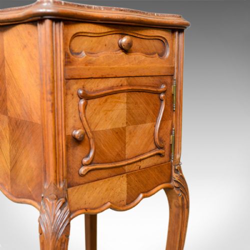 ANTIQUE FRENCH BEDSIDE CABINET EDWARDIAN WALNUT MARBLE POT CUPBOARD C1910 - ADDITIONAL PHOTO 6