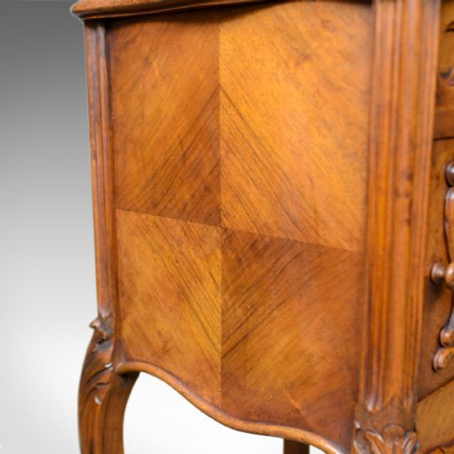 ANTIQUE FRENCH BEDSIDE CABINET EDWARDIAN WALNUT MARBLE POT CUPBOARD C1910 - ADDITIONAL PHOTO 7