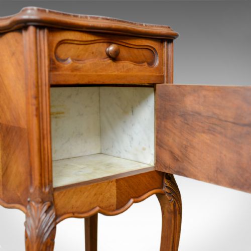 ANTIQUE FRENCH BEDSIDE CABINET EDWARDIAN WALNUT MARBLE POT CUPBOARD C1910 - ADDITIONAL PHOTO 8