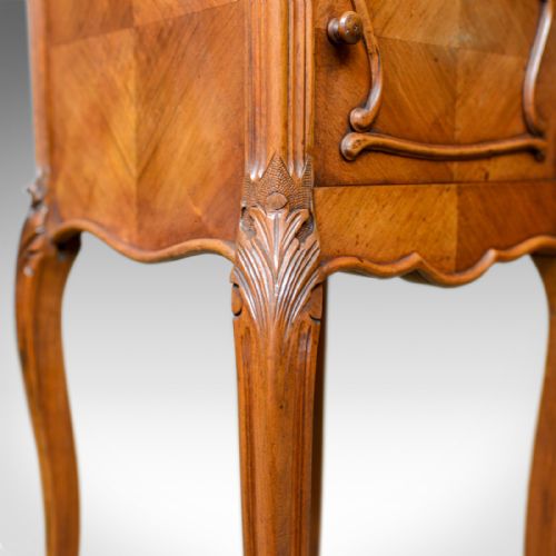 ANTIQUE FRENCH BEDSIDE CABINET EDWARDIAN WALNUT MARBLE POT CUPBOARD C1910 - ADDITIONAL PHOTO 9