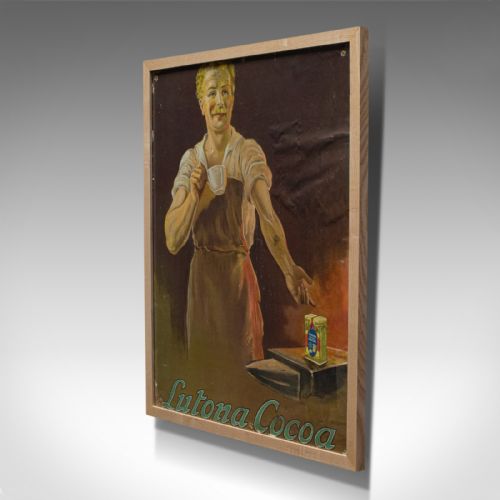 fig 1. Framed Antique Cocoa Advertisement, English, Lutona Poster, Victorian, C.1900