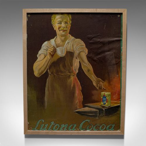 fig 2. Framed Antique Cocoa Advertisement, English, Lutona Poster, Victorian, C.1900